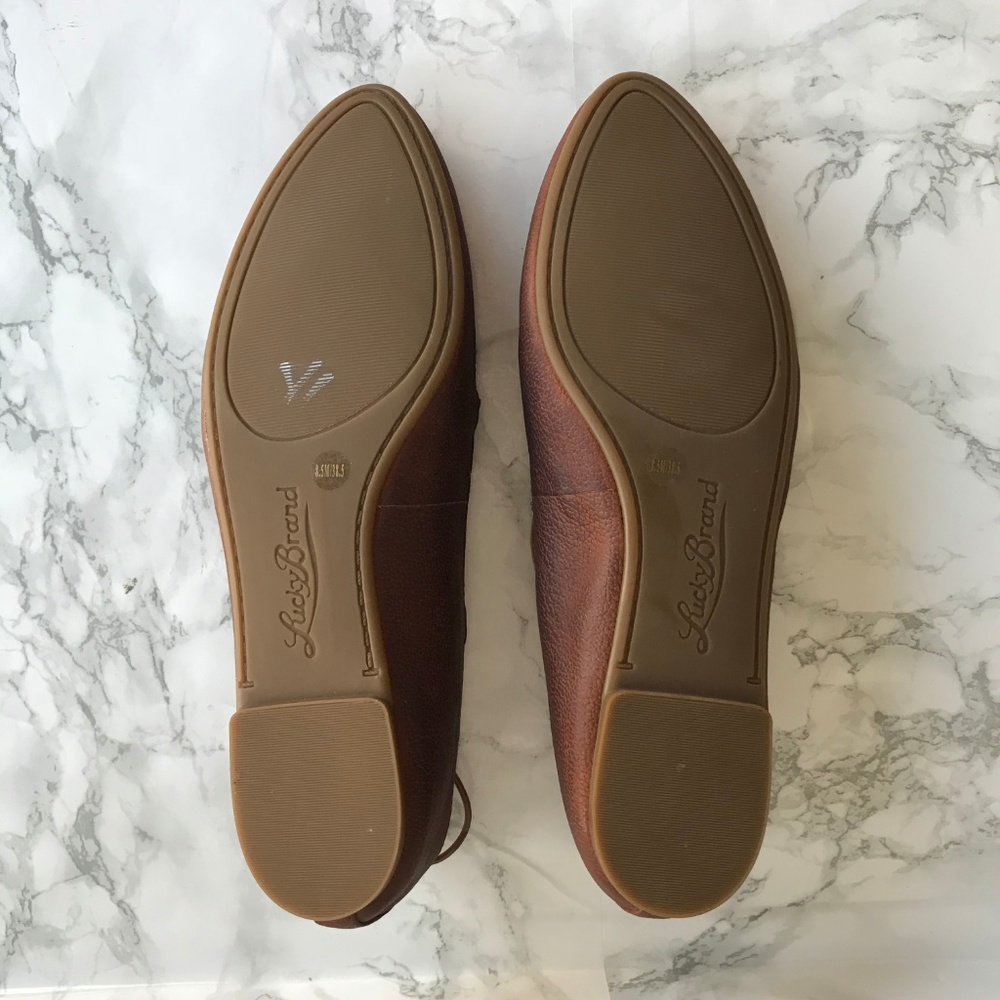 Lucky Brand Women Flat Cognac Lace Up Size 8.5 - Picture 7 of 8
